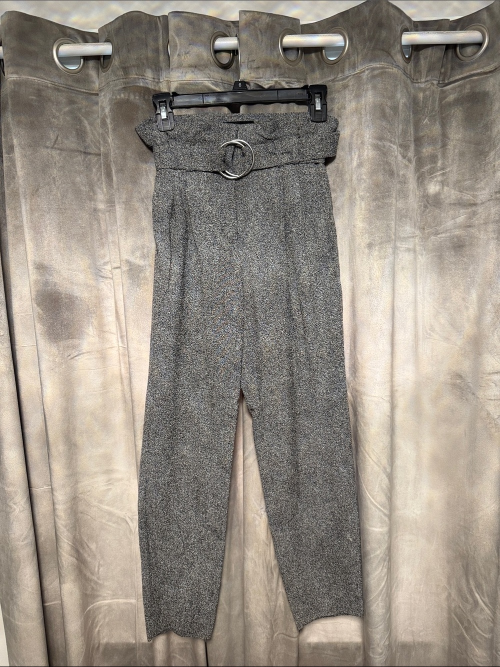 Express High-Waisted Paperbag Trousers with O-Ring Belt
